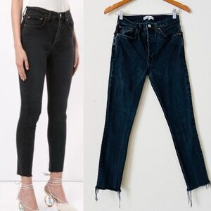 RE/DONE SIZE 27 Originals High Rise Ankle Crop Jeans in Faded Black